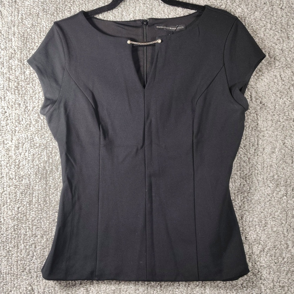 White House Black Market Top Black Chain Detail Officecore Old Money Women 6